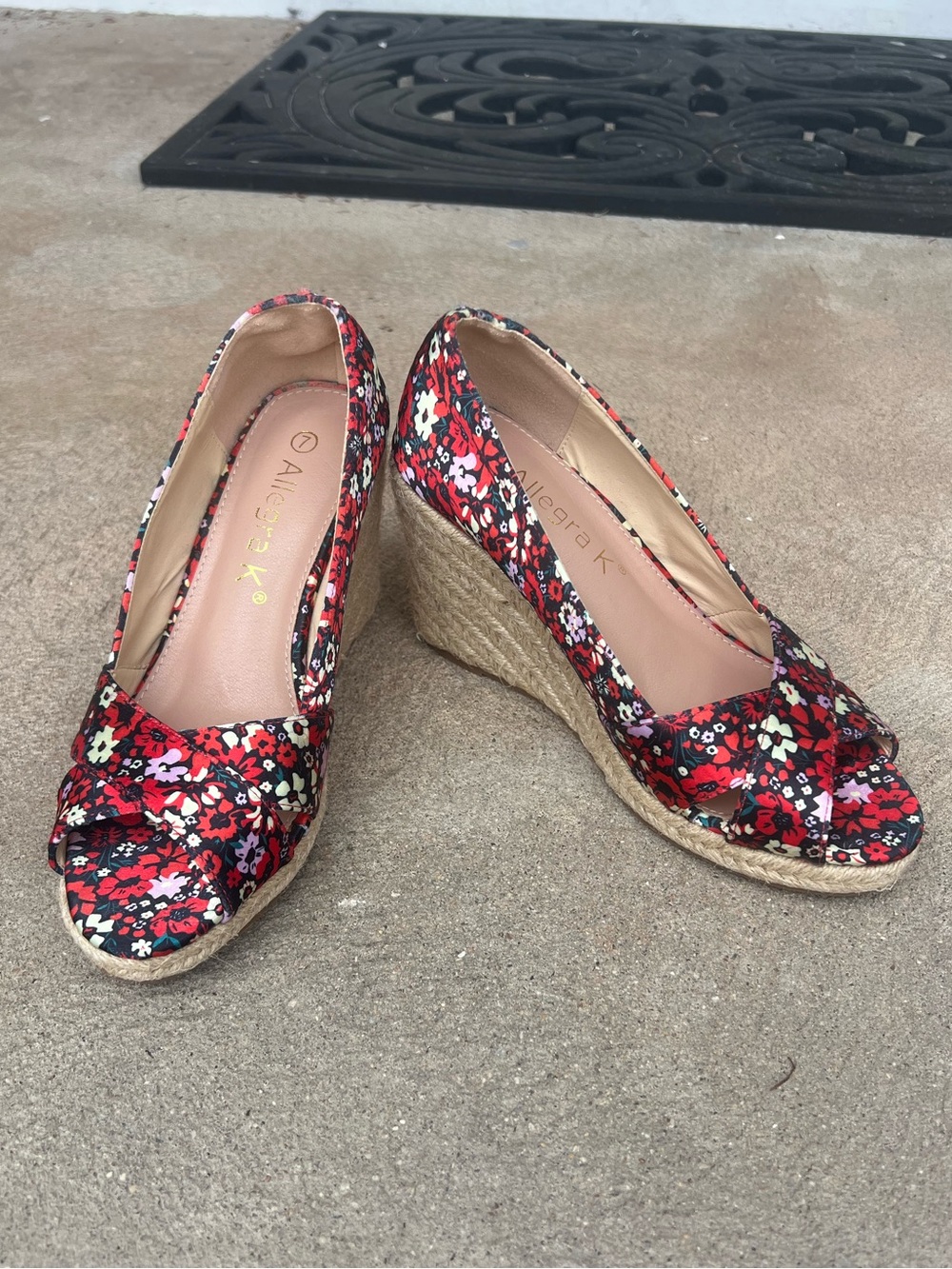 Allegra K Floral Espadrille Wedge Sandals
